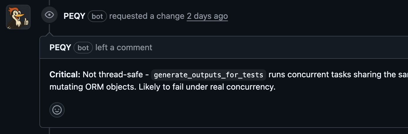 PEQY finding a critical concurrency bug in a code review