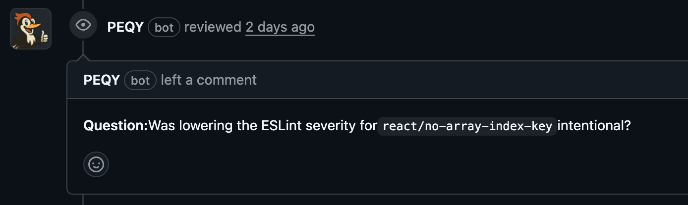 PEQY asking a clarifying question about a config change