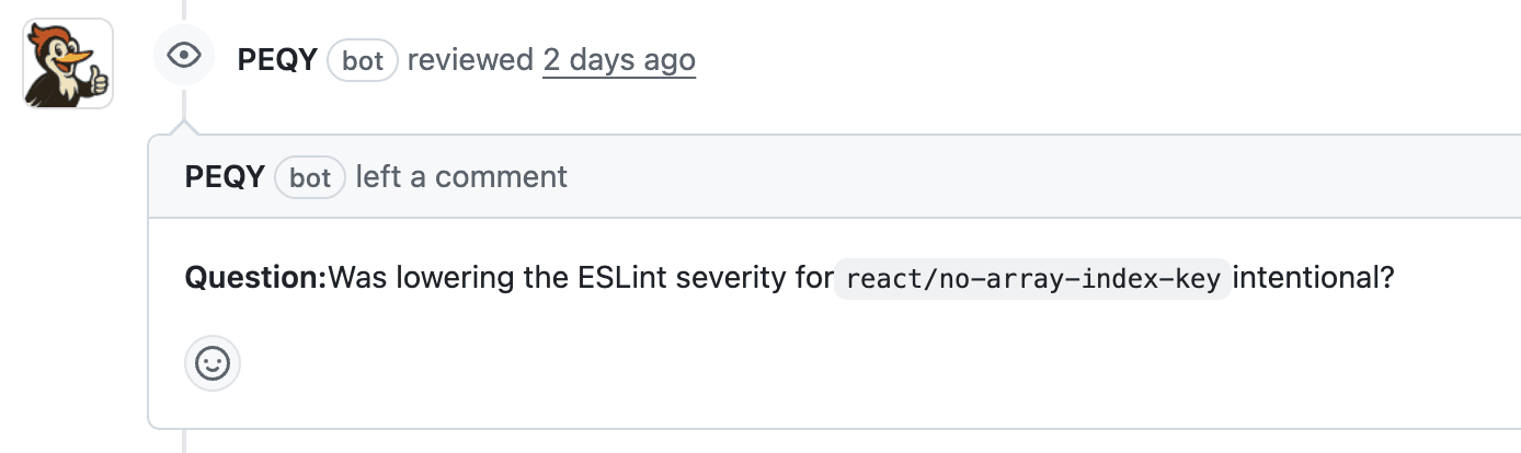 PEQY asking a clarifying question about a config change